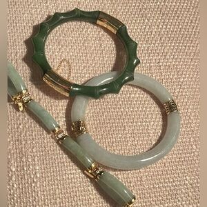 Bundle 3 jade 14k gold genuine jade